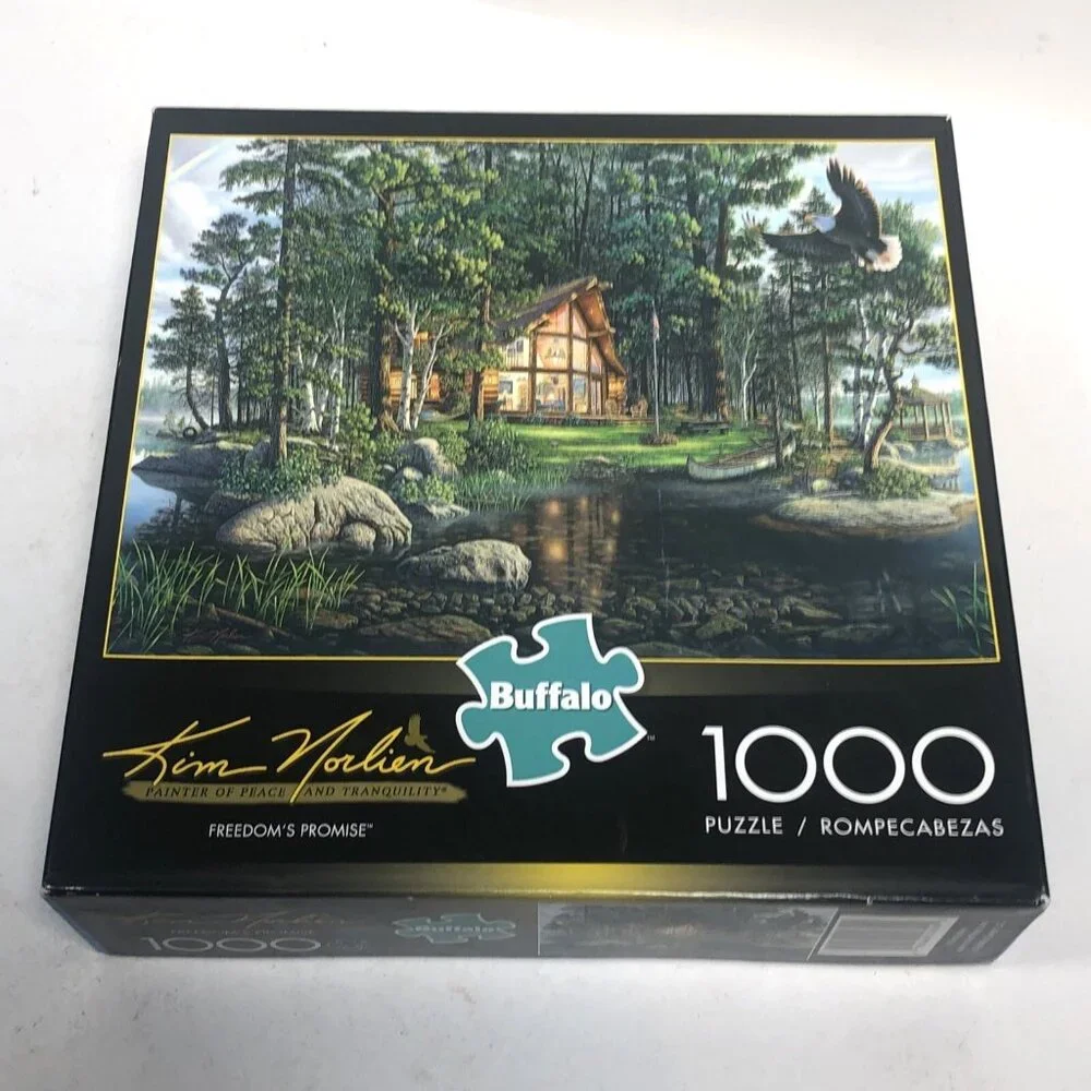 Buffalo Games Kim Norlien Freedoms Promise 1000 Piece Puzzle New 91130 Log Cabin